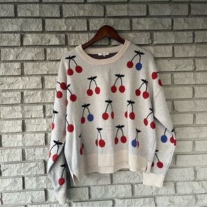 MADEWELL Wool Blend Taupe Cherry Knit Sweater Size XL